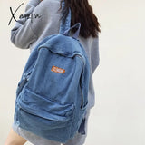 Xajzpa - Female Canvas Vintage College Backpack Women Laptop Denim School Fashion Girl Travel