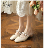 Xajzpa - Female Shoes Slippers Soft Platform Women Heels Square Toe Med Mules Sexy Comfort Summer