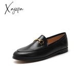 Xajzpa - Flat Loafer Shoes For Women Leather Flats Ladies Outwear Low Heels Moccasin Casual