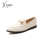 Xajzpa - Flat Loafer Shoes For Women Leather Flats Ladies Outwear Low Heels Moccasin Casual