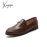 Xajzpa - Flat Loafer Shoes For Women Leather Flats Ladies Outwear Low Heels Moccasin Casual