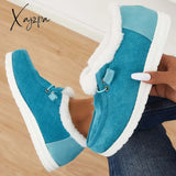 Xajzpa - Flat Slip-On Bootie Warm Lining Ankle Snow Boots Booties