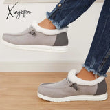 Xajzpa - Flat Slip-On Bootie Warm Lining Ankle Snow Boots Booties