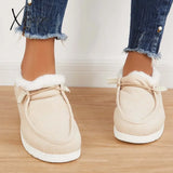 Xajzpa - Flat Slip-On Bootie Warm Lining Ankle Snow Boots Booties