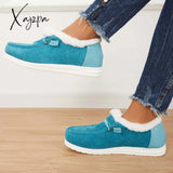 Xajzpa - Flat Slip-On Bootie Warm Lining Ankle Snow Boots Booties