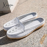 Xajzpa - Flats Women’s Shoes Summer Genuine Leather Moccasins Women Loafers Cut-Outs Closed-Toe