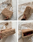 Xajzpa - Fuzzy Quilted Chain Shoulder Bag