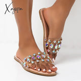 Xajzpa - Gem Slip-On Clear Strap Slippers