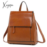 Xajzpa - Genuine Leather Backpack Rucksack For Women School Cross Body Bags Travel Oil Wax Cowhide