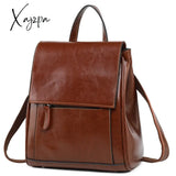 Xajzpa - Genuine Leather Backpack Rucksack For Women School Cross Body Bags Travel Oil Wax Cowhide