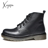 Xajzpa - Genuine Leather Boots Women White Ankle Motorcycle Female Autumn Winter Shoes Woman Punk