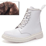 Xajzpa - Genuine Leather Boots Women White Ankle Motorcycle Female Autumn Winter Shoes Woman Punk