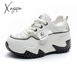 Xajzpa - Genuine Leather Comfy Hollow Sandals Breathable Rhinestones Deco Shoe Chunky Sneakers Spring Summer Platform Wedge Women Shoes