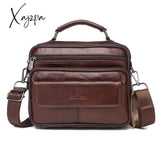 Xajzpa - Genuine Leather Male's Crossbody Bag Casual Business Leather Men's Messenger Bag Vintage Men Big Bag Zipper Shoulder Handbags