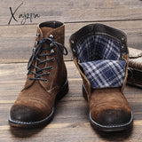 Xajzpa - Genuine Leather Men Boots American Style Paratrooper Soft Winter