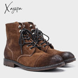 Xajzpa - Genuine Leather Men Boots American Style Paratrooper Soft Winter