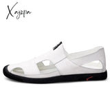 Xajzpa - Genuine Leather Men Casual Shoes Luxury Sandals Mens Loafers Moccasins Breathable Slip On