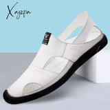 Xajzpa - Genuine Leather Men Casual Shoes Luxury Sandals Mens Loafers Moccasins Breathable Slip On