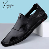 Xajzpa - Genuine Leather Men Casual Shoes Luxury Sandals Mens Loafers Moccasins Breathable Slip On