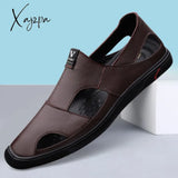 Xajzpa - Genuine Leather Men Casual Shoes Luxury Sandals Mens Loafers Moccasins Breathable Slip On