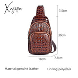 Xajzpa - Genuine Leather Men Chest Pack Shoulder Bag Retro Designe Crocodile Pattern Male Real