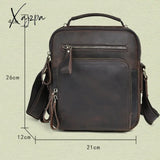 Xajzpa - Genuine Leather Men Cross Body Shoulder Bags Handbag For Business Briefcase Crazy Horse