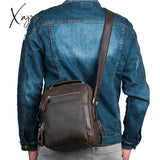 Xajzpa - Genuine Leather Men Cross Body Shoulder Bags Handbag For Business Briefcase Crazy Horse