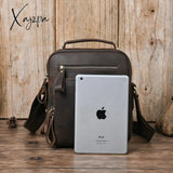 Xajzpa - Genuine Leather Men Cross Body Shoulder Bags Handbag For Business Briefcase Crazy Horse