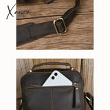 Xajzpa - Genuine Leather Men Cross Body Shoulder Bags Handbag For Business Briefcase Crazy Horse