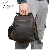 Xajzpa - Genuine Leather Men Cross body Shoulder Bags Handbag for Business Briefcase Crazy Horse Cowhide Male Messenger Tote Bag