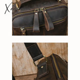 Xajzpa - Genuine Leather Men Cross Body Shoulder Bags Handbag For Business Briefcase Crazy Horse