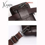 Xajzpa - Genuine Leather Men Mini Cross Body Shoulder Fanny Bags Casual Hook Cell Mobile Phone Case