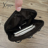 Xajzpa - Genuine Leather Men Mini Cross Body Shoulder Fanny Bags Casual Hook Cell Mobile Phone Case