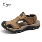 Xajzpa - Genuine Leather Men sandals Summer New Large Size Men Sandals Men's casual shoes Fashion Sandals Slippers Big Size 38-47