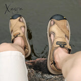 Xajzpa - Genuine Leather Men Sandals Summer New Large Size Sandals Men’s Casual Shoes Fashion