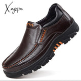 Xajzpa - Genuine Leather Shoes Men Loafers Soft Cow Casual New Male Footwear Black Brown Slip-On