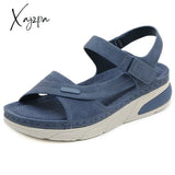 Xajzpa - Genuine Leather Shoes Women Comfortable Sandals Ladies Slip-On Wedge Sports Beach Walk