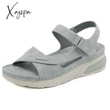 Xajzpa - Genuine Leather Shoes Women Comfortable Sandals Ladies Slip-On Wedge Sports Beach Walk