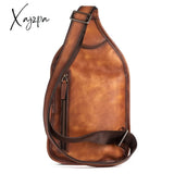 Xajzpa - Genuine Leather Sling Backpack Men Chest Cross Body Bag Travel Retro Real Cowhide