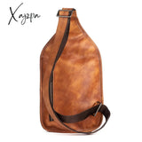 Xajzpa - Genuine Leather Sling Backpack Men Chest Cross Body Bag Travel Retro Real Cowhide