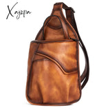 Xajzpa - Genuine Leather Sling Backpack Men Chest Cross Body Bag Travel Retro Real Cowhide