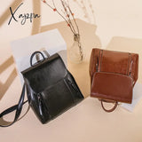 Xajzpa - Genuine Leather Women Backpack Rucksack Cross Body Shoulder Bag Girls School Female