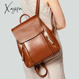 Xajzpa - Genuine Leather Women Backpack Rucksack Cross Body Shoulder Bag Girls School Female