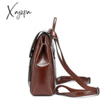 Xajzpa - Genuine Leather Women Backpack Rucksack Cross Body Shoulder Bag Girls School Female