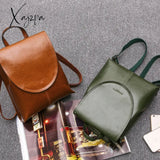 Xajzpa - Genuine Leather Women Rucksack Knapsack Shoulder Cross Body Bags Female Fashion Lady Oil