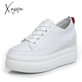 Xajzpa - Genuine Leather Women’s White Shoes Platform Sneakers Spring Autumn Fashion Women Black