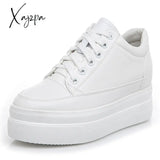 Xajzpa - Genuine Leather Women’s White Shoes Platform Sneakers Spring Autumn Fashion Women Black