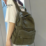 Xajzpa - Girl Fabric School Bag New Fashion College Student Vintage Women Backpack Canvas Female