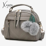 Xajzpa - Girl Messenger Bags With Fair Ball Tassel Fashion Pu Leather Handbag For Women Female