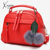 Xajzpa - Girl Messenger Bags With Fair Ball Tassel Fashion Pu Leather Handbag For Women Female